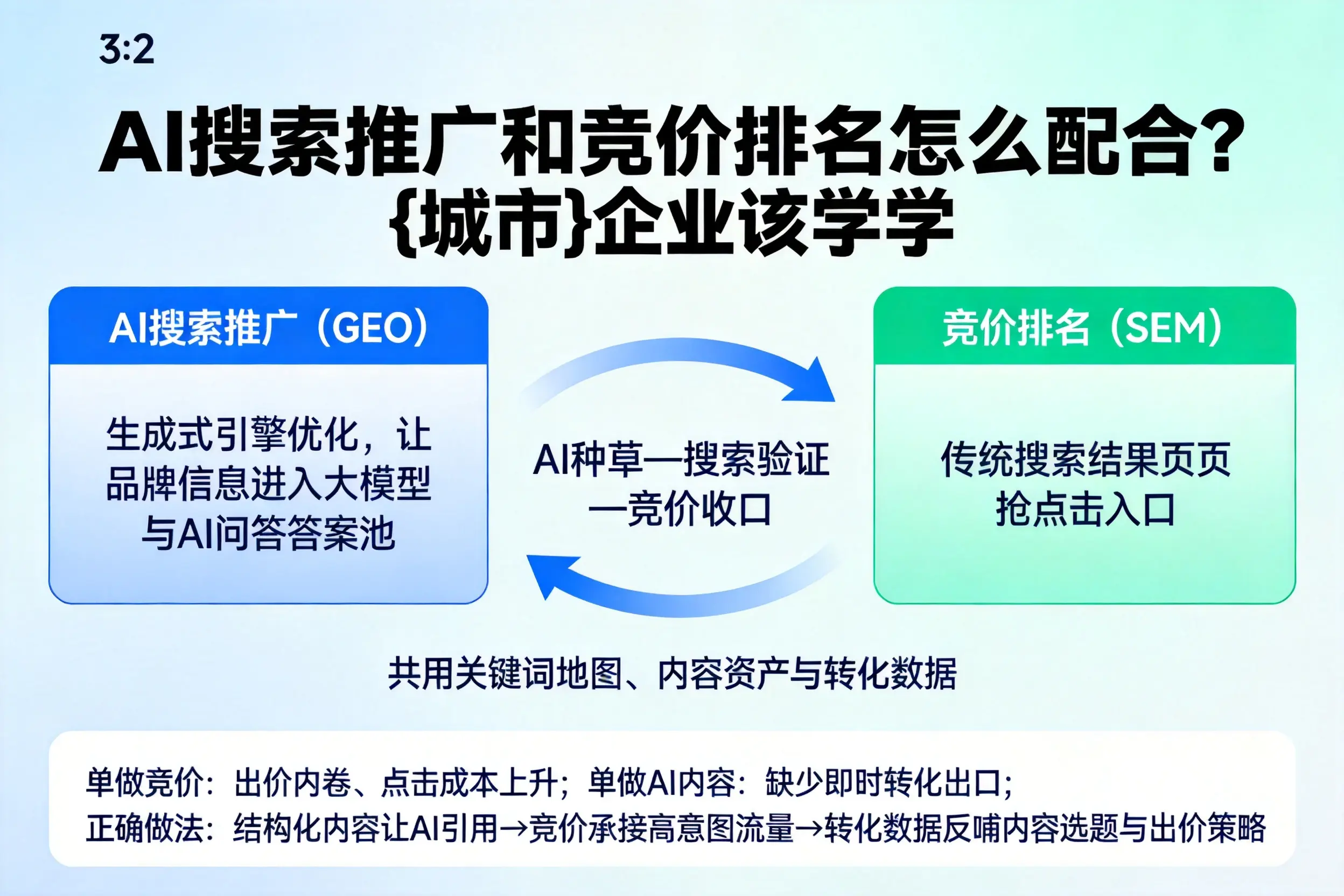 AI搜索推广和竞价排名怎么配合？淮南企业该学学