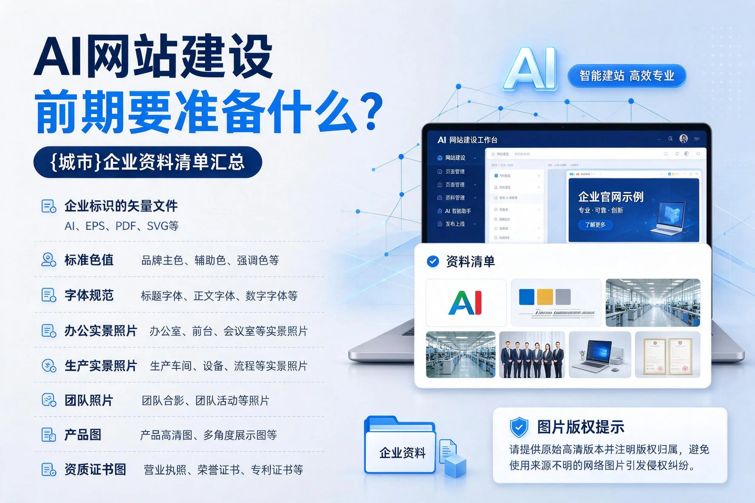 AI网站建设前期要准备什么？淮南企业资料清单汇总